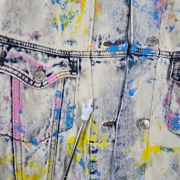 MSGM Jean Multicolor G-Jacket Size 42 US M/8 White Paint Splatter Made in Italy - Picture 5 of 16